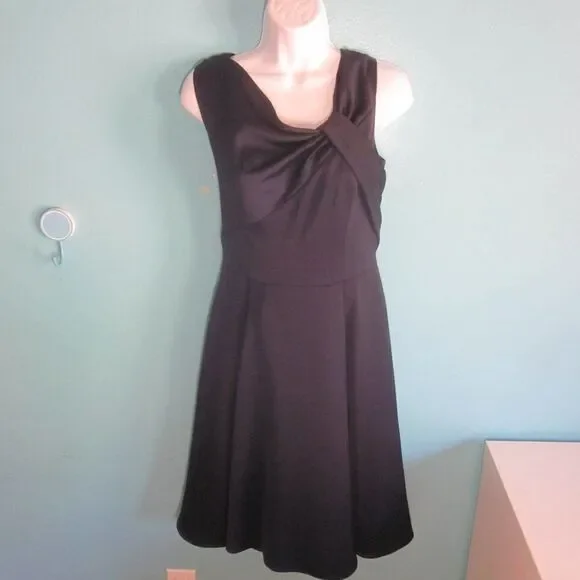 Gal Meets Glam Womens Size 6 Petite Dark Blue Twist Front Formal Midi Dress - Picture 6 of 15